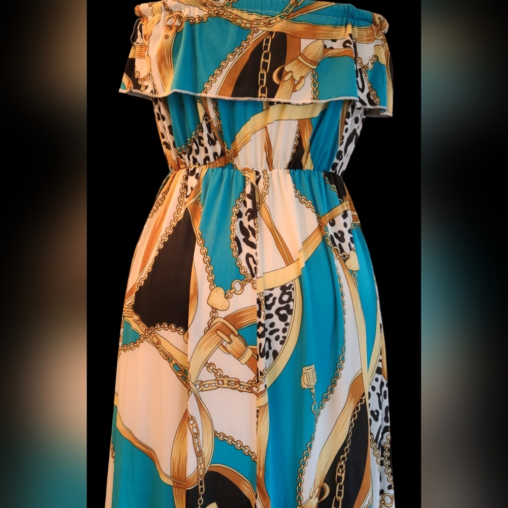 Paradise size L blue/gold dress - Picture 2 of 11